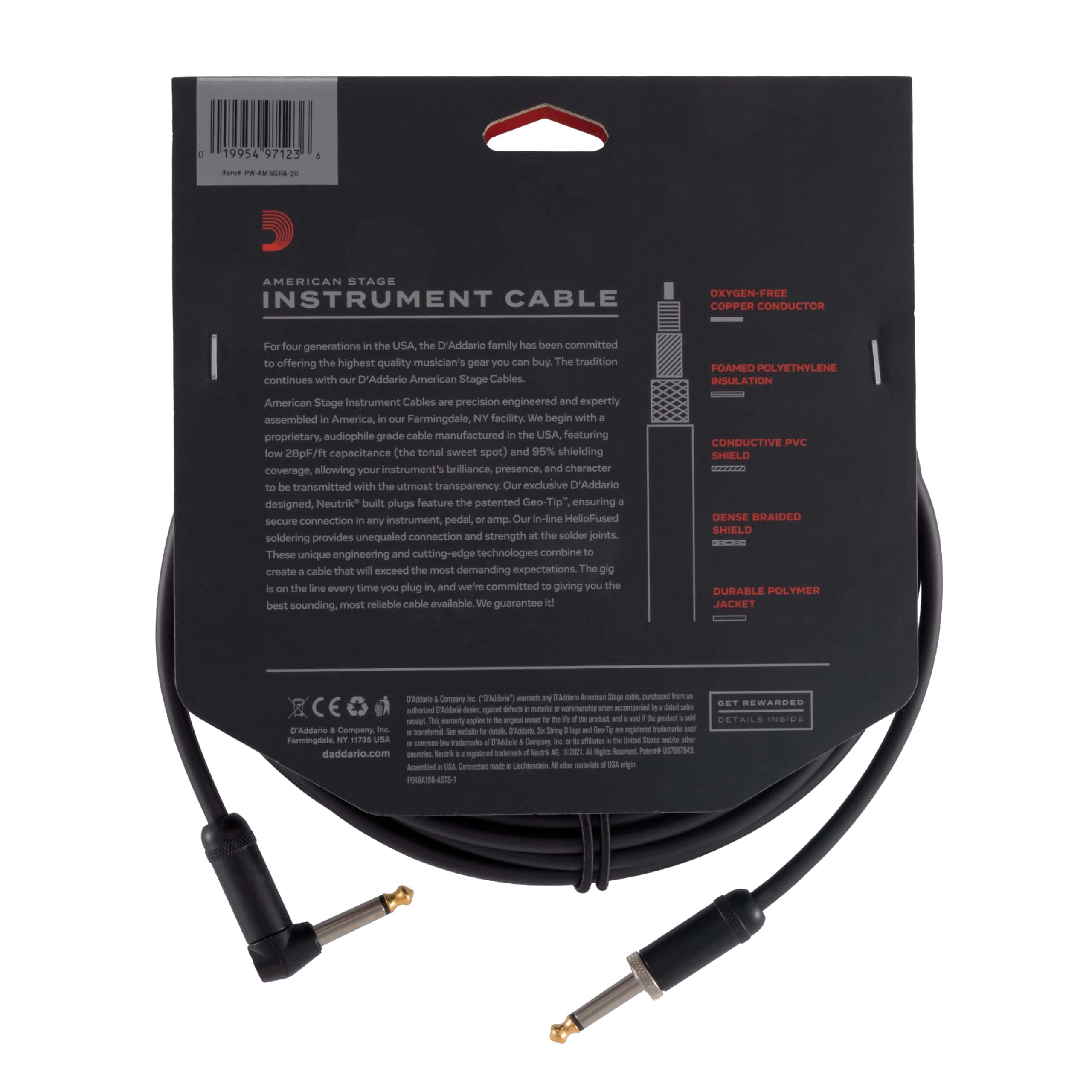 Cable de Guitarra D'Addario - American Stage - -Black - Imagen 5