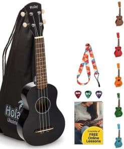 Hola! Music HM-21BK Soprano Ukulele Bundle with Canvas Tote