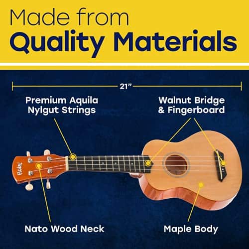 Hola! Music HM-21BK Soprano Ukulele Bundle with Canvas Tote - Imagen 5