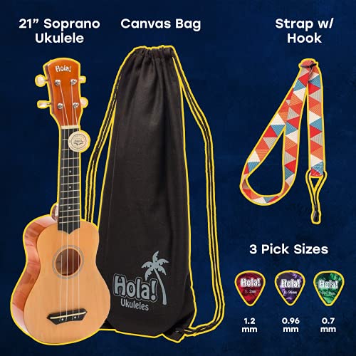 Hola! Music HM-21BK Soprano Ukulele Bundle with Canvas Tote - Imagen 3