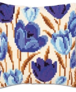 Kit de cojín de punto de cruz Vervaco Tulipanes Azules 16"
