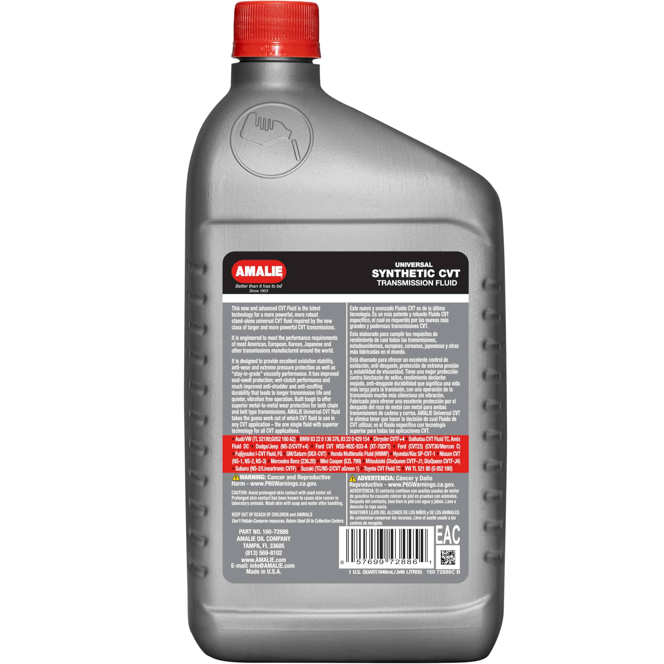AMALIE Universal Synthetic CVT Fluid (160-72886-56) 1 Quart - Imagen 4