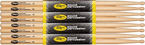 Baquetas de Hickory 4-Pack 2B Wood de Sound Percussion Labs