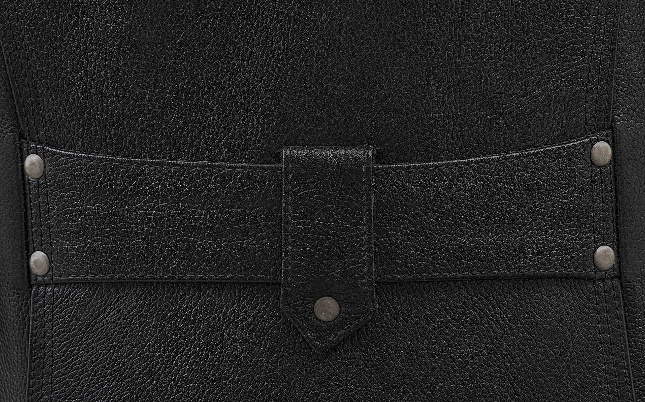 Chaqueta de motocicleta de cuero con cuello tipo scooter y - Imagen 6