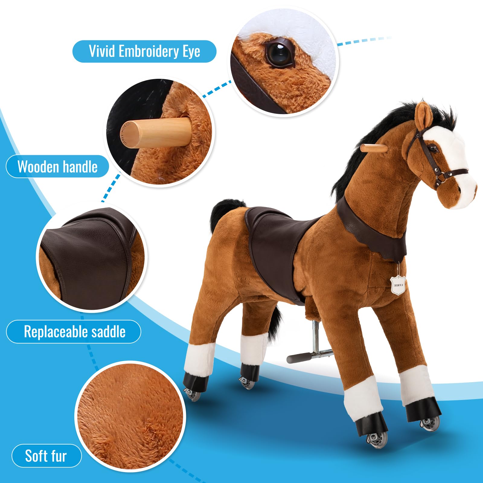 UFREE Horse Action Pony, Caballo de Juguete Caminante, - Imagen 6