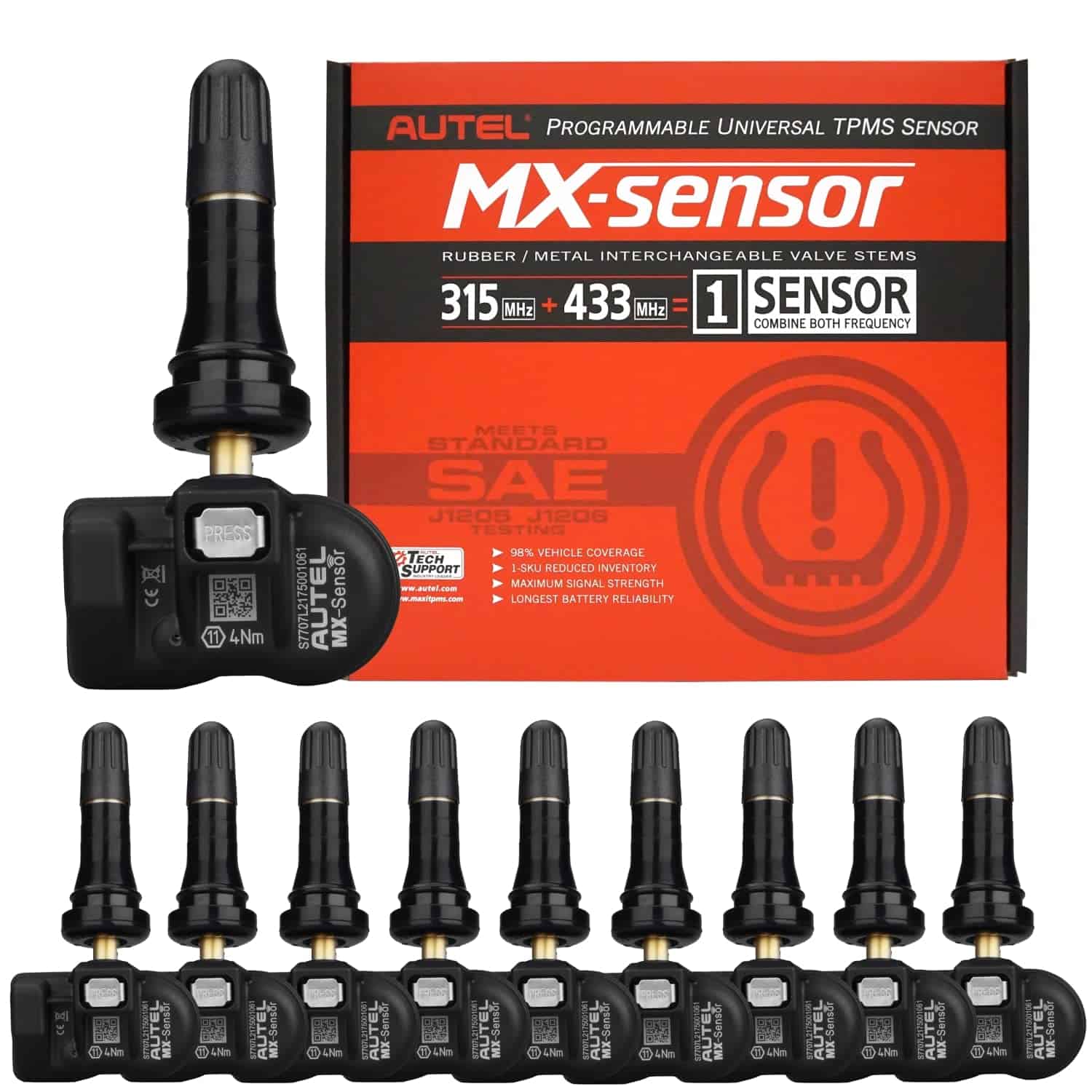 Paquete de 10 Sensores TPMS Autel Vástago de Goma
