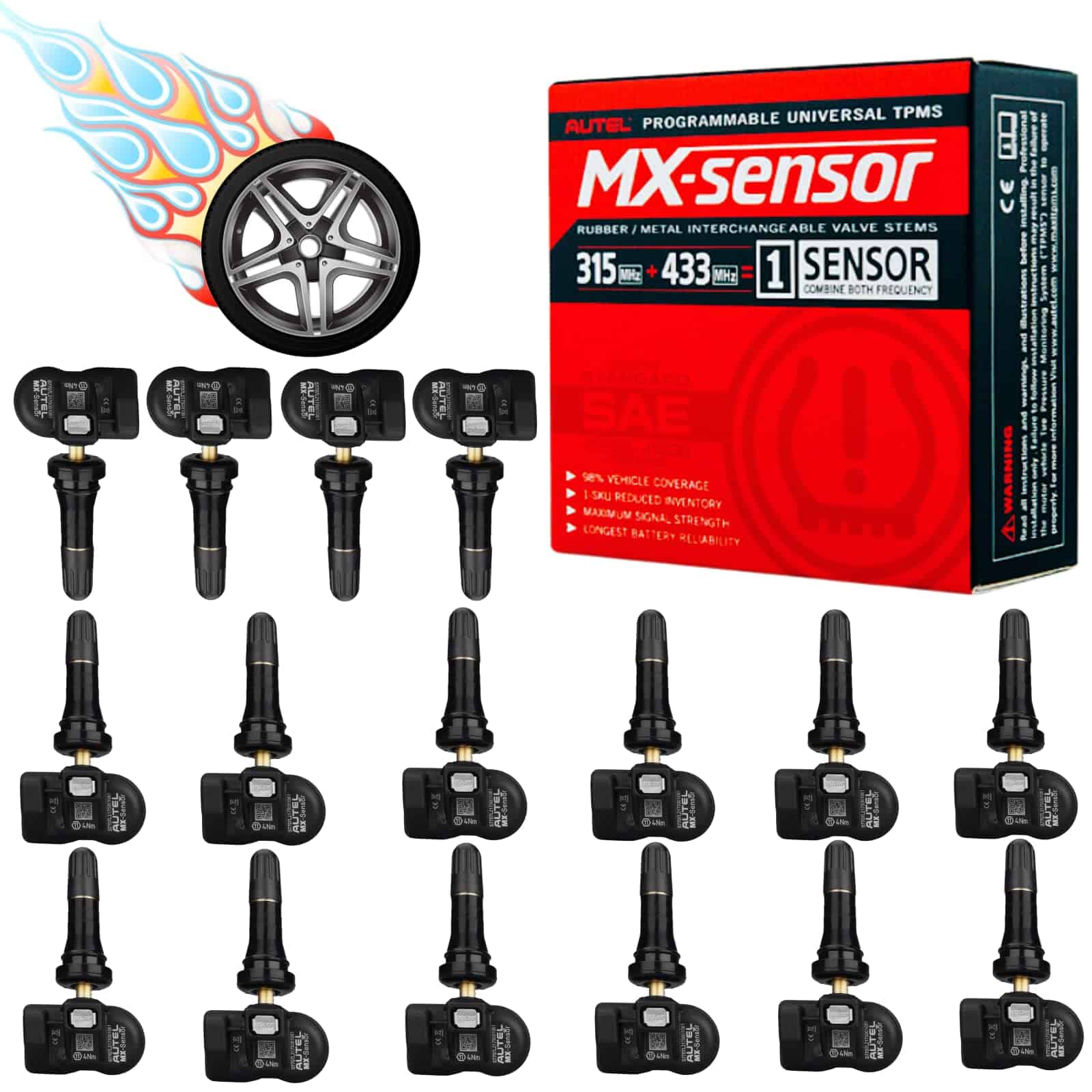 Autel MaxiTPMS MX Sensor Paquete de 16 piezas Vástago de