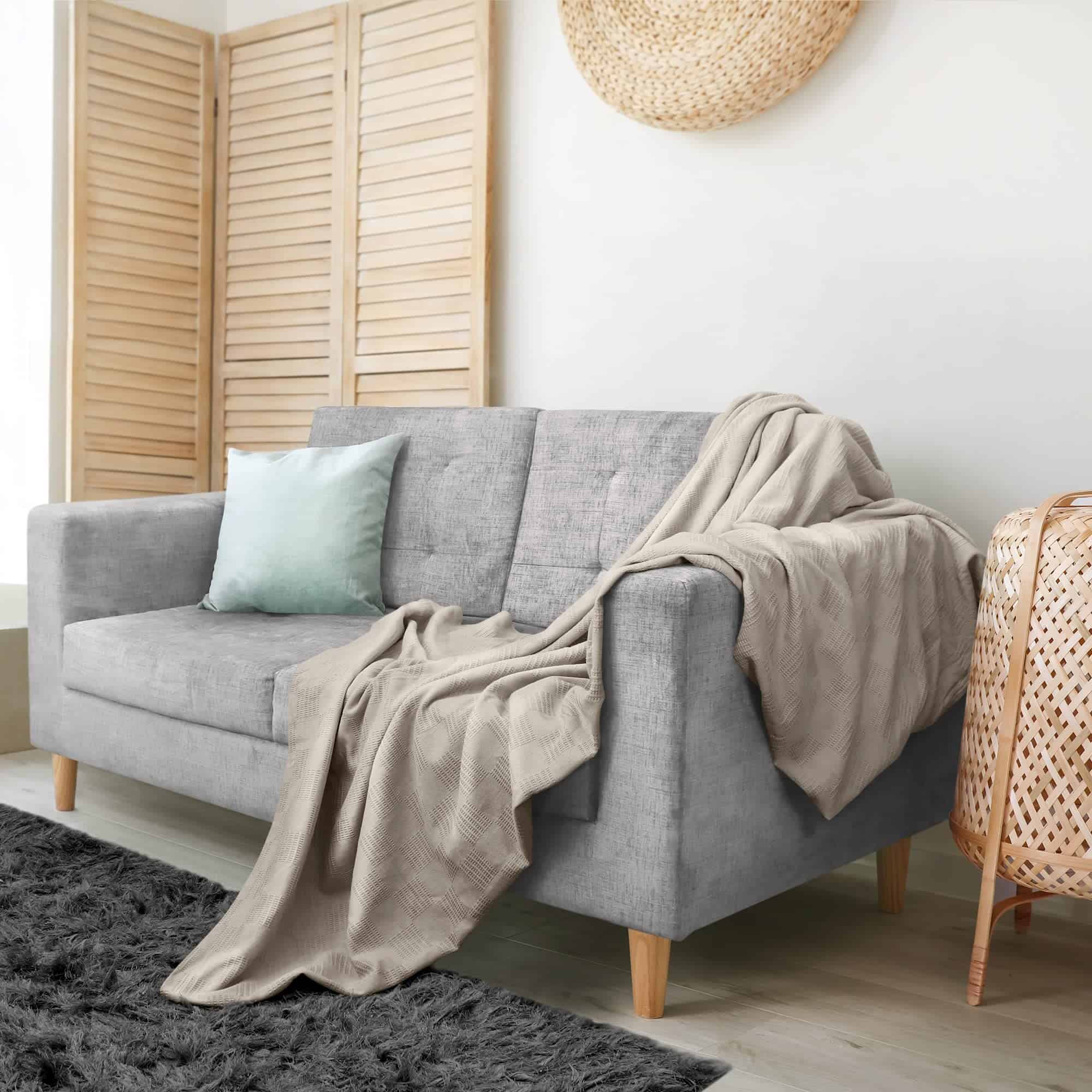 Manta de algodón 100% Utopia Bedding color Khaki [Tamaño - Imagen 6