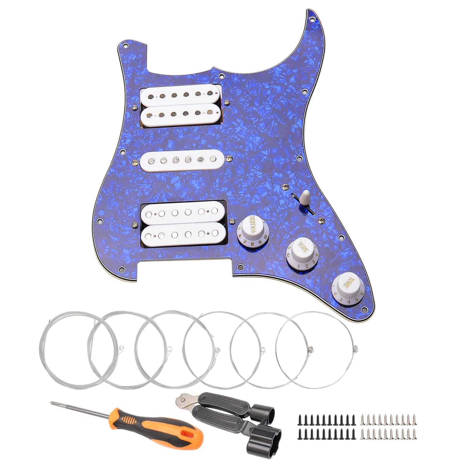 Pickguard cargado con 11 agujeros Unxuey con pastillas HSH