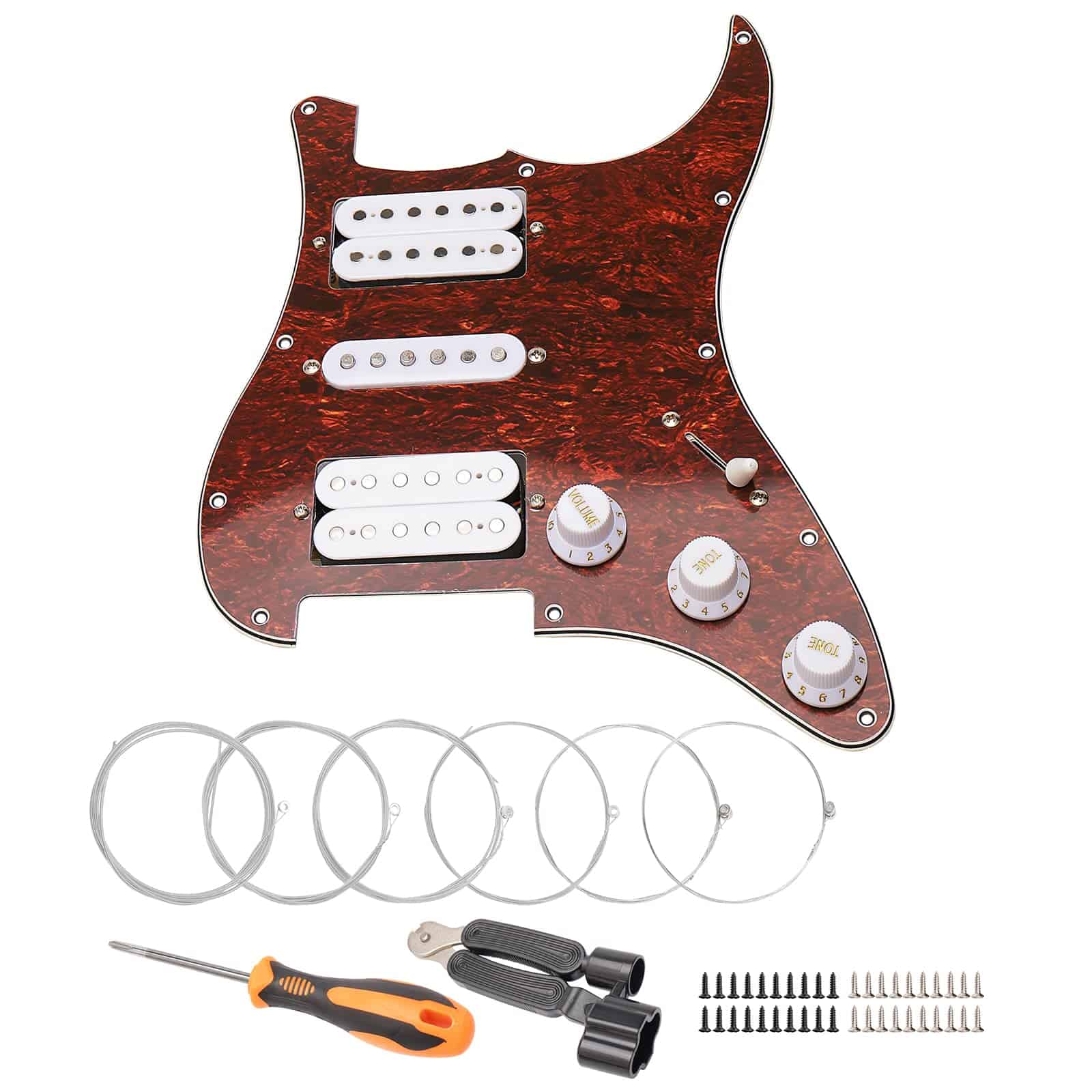 Unxuey 11 Hole Prewired HSH Pickguard Plate con Pastillas,