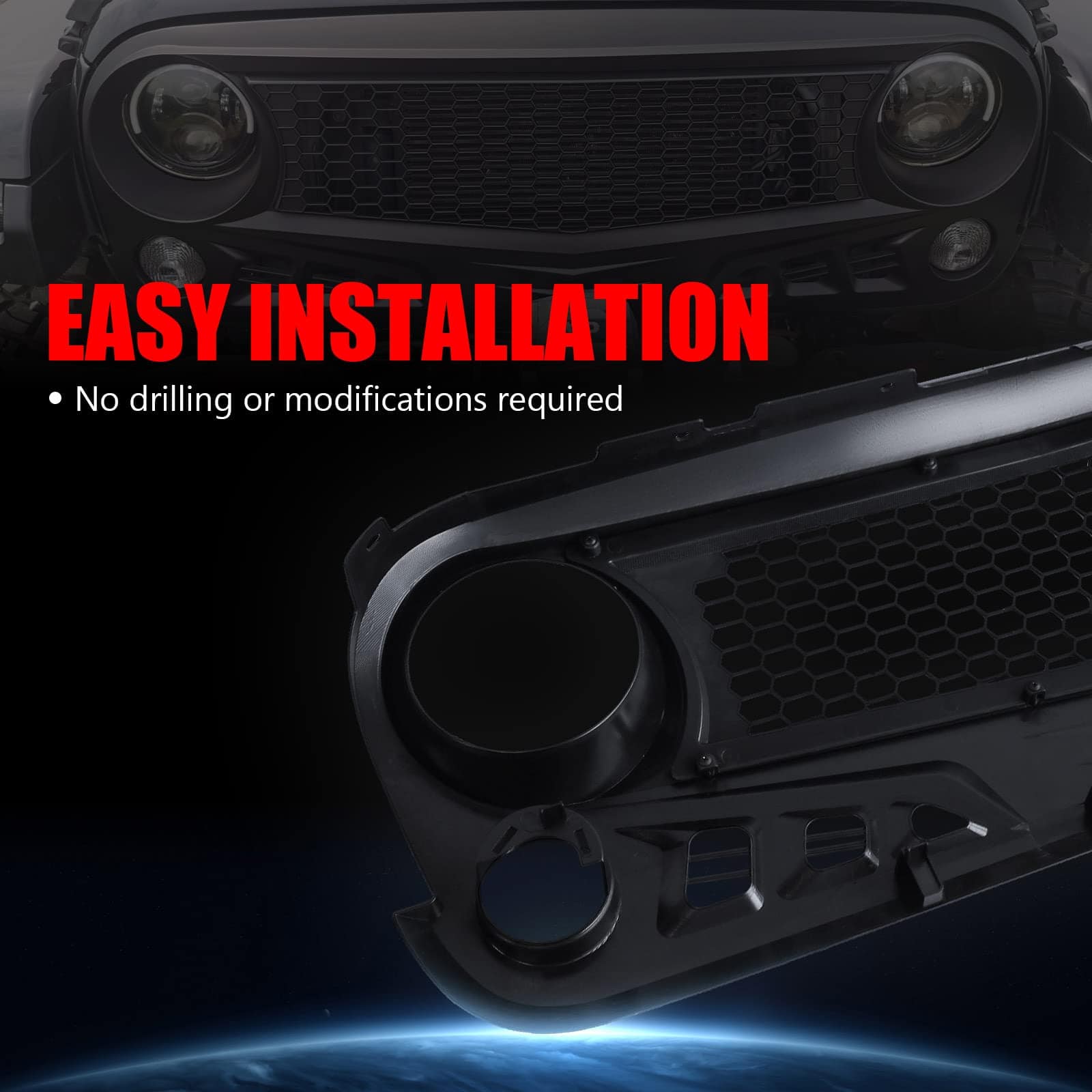 Parrilla Delantera con Rejilla de Malla Negro Mate Para - Imagen 5