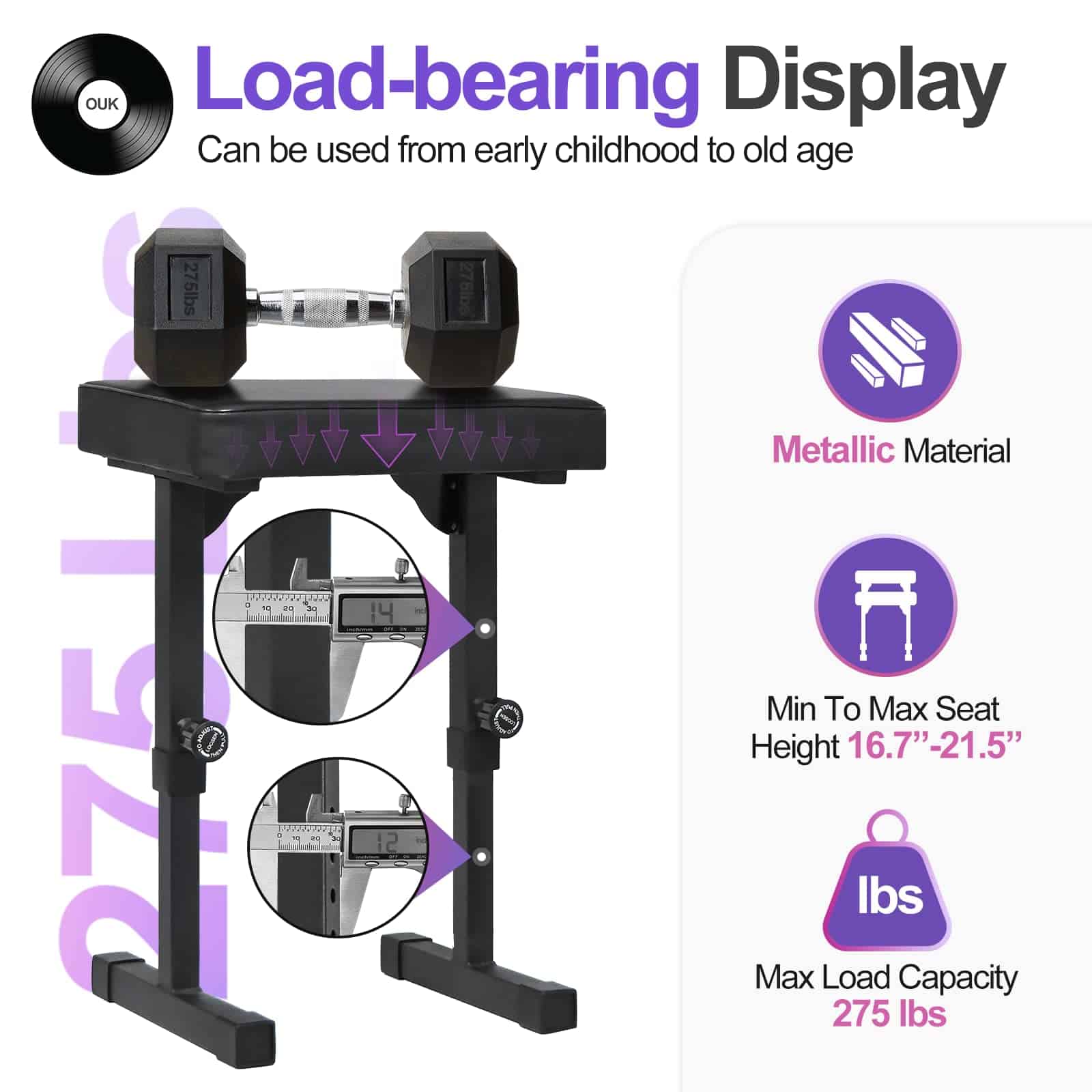 Taburete de Piano Ajustable OUKMIC, Banco de Teclado de - Imagen 5