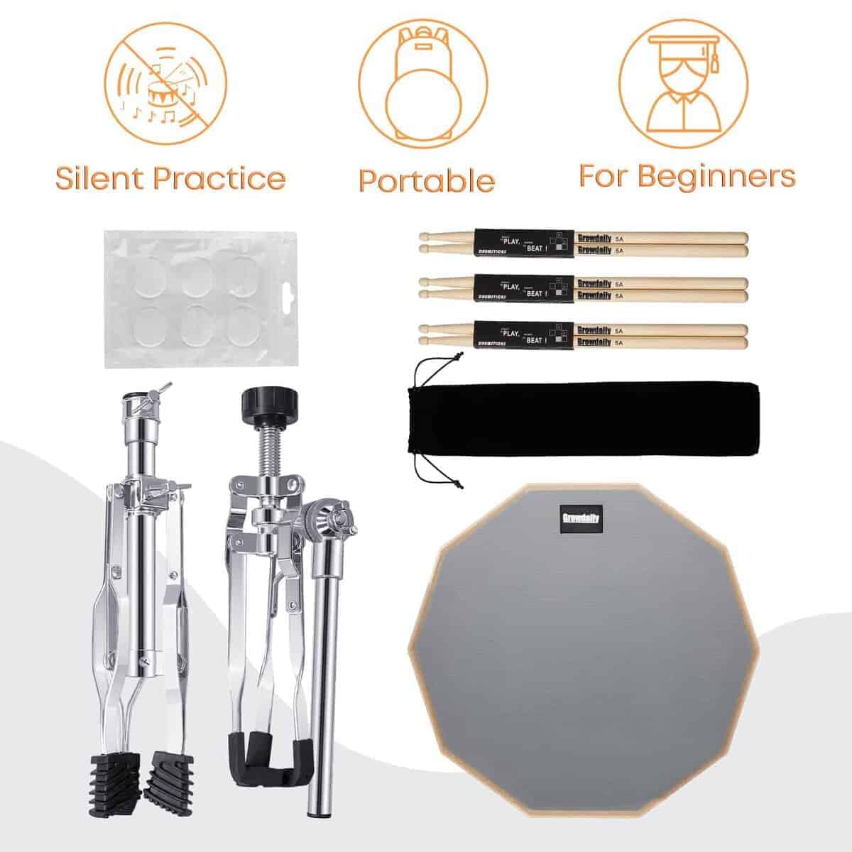 Set de Pad de Práctica para Tambor GrowDaily con Soporte - Imagen 5