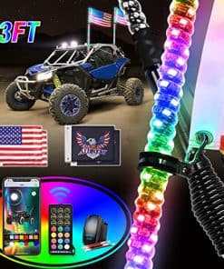 Nilight 2PCS 3FT Luz de látigo LED RGB con Base de Resorte