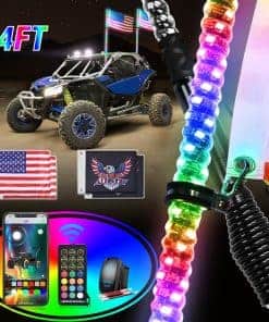 Nilight 2PCS 4FT RGB LED Whip Light con Base de Resorte