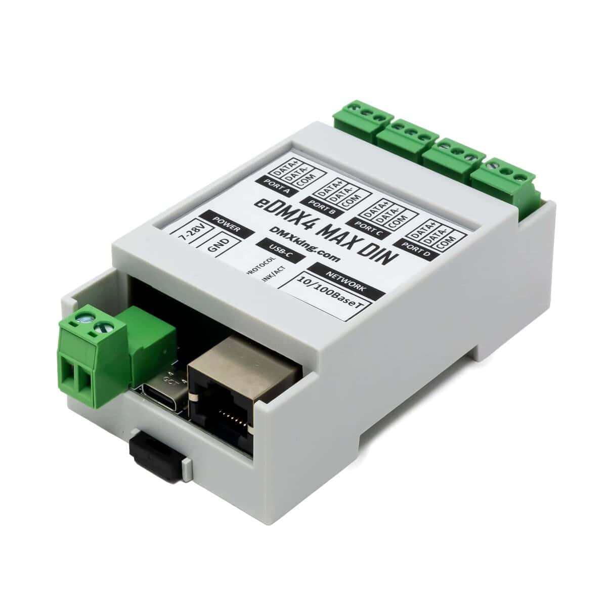 Convertidor DMXking eDMX4 MAX DIN de 4 puertos -