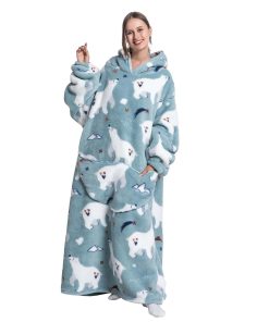 Manta con capucha extragrande y extra larga para mujer con