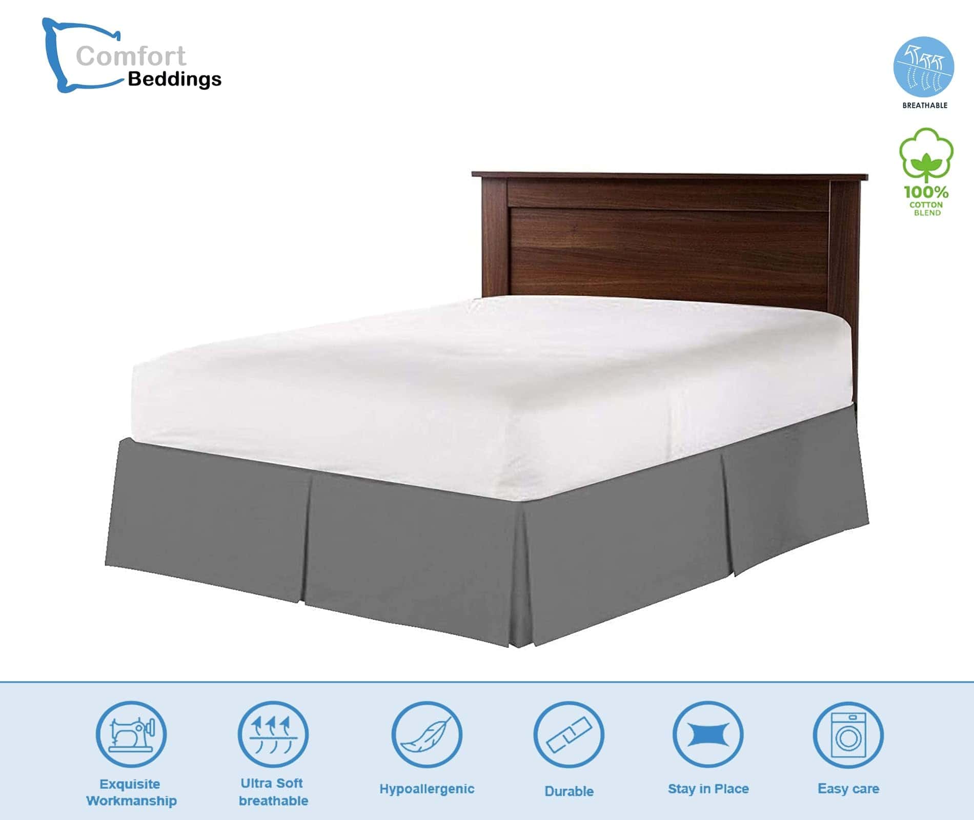 Faldón de Cama Comfort Beddings Tamaño King Gris Mezcla de - Imagen 3
