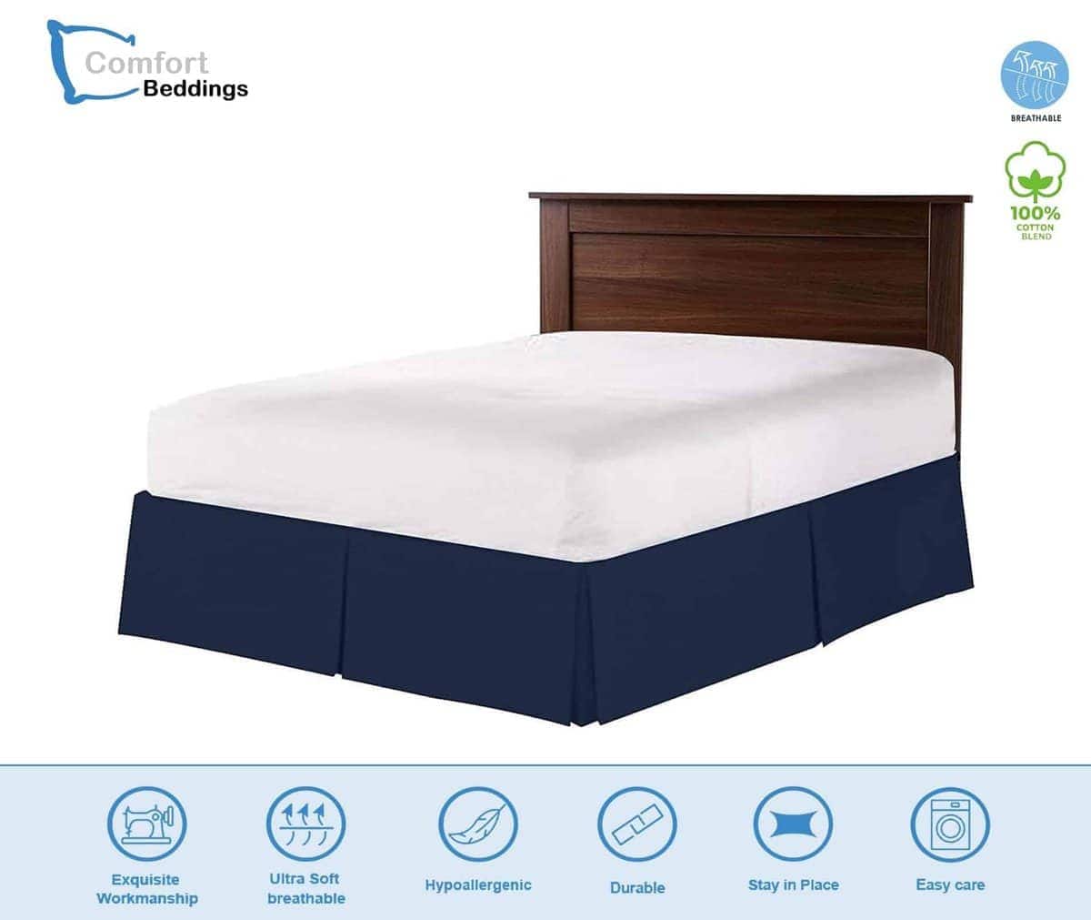 Faldón de Cama Comfort Beddings Tamaño -Azul Marino - Imagen 3