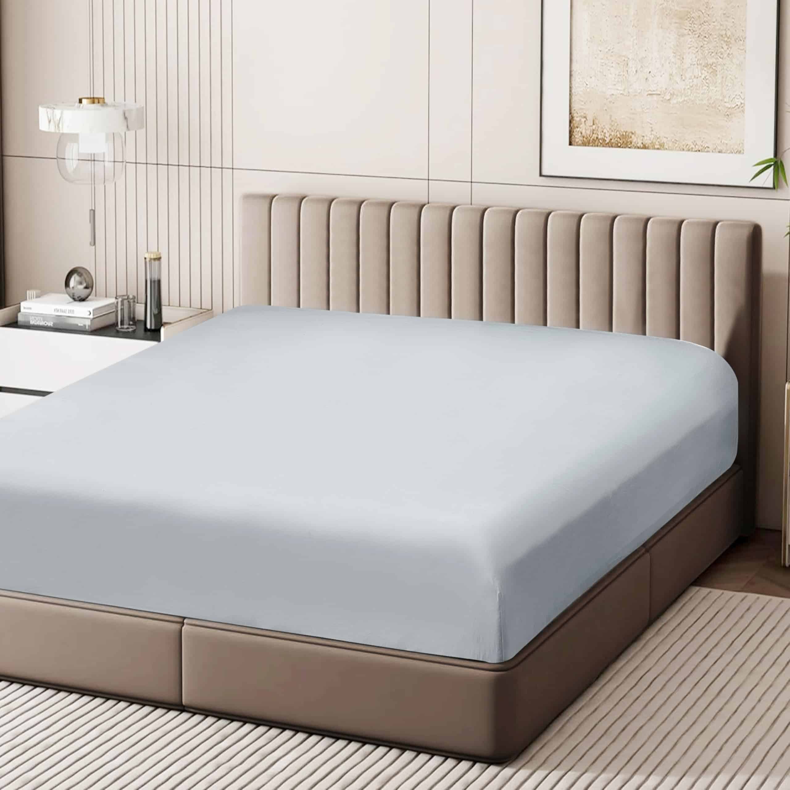 Sábana Ajustable de Algodón Egipcio 100%, -Gris