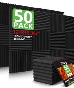 50 Pack Paneles de Espuma Acústica, 2"X 12" X 12" Paneles