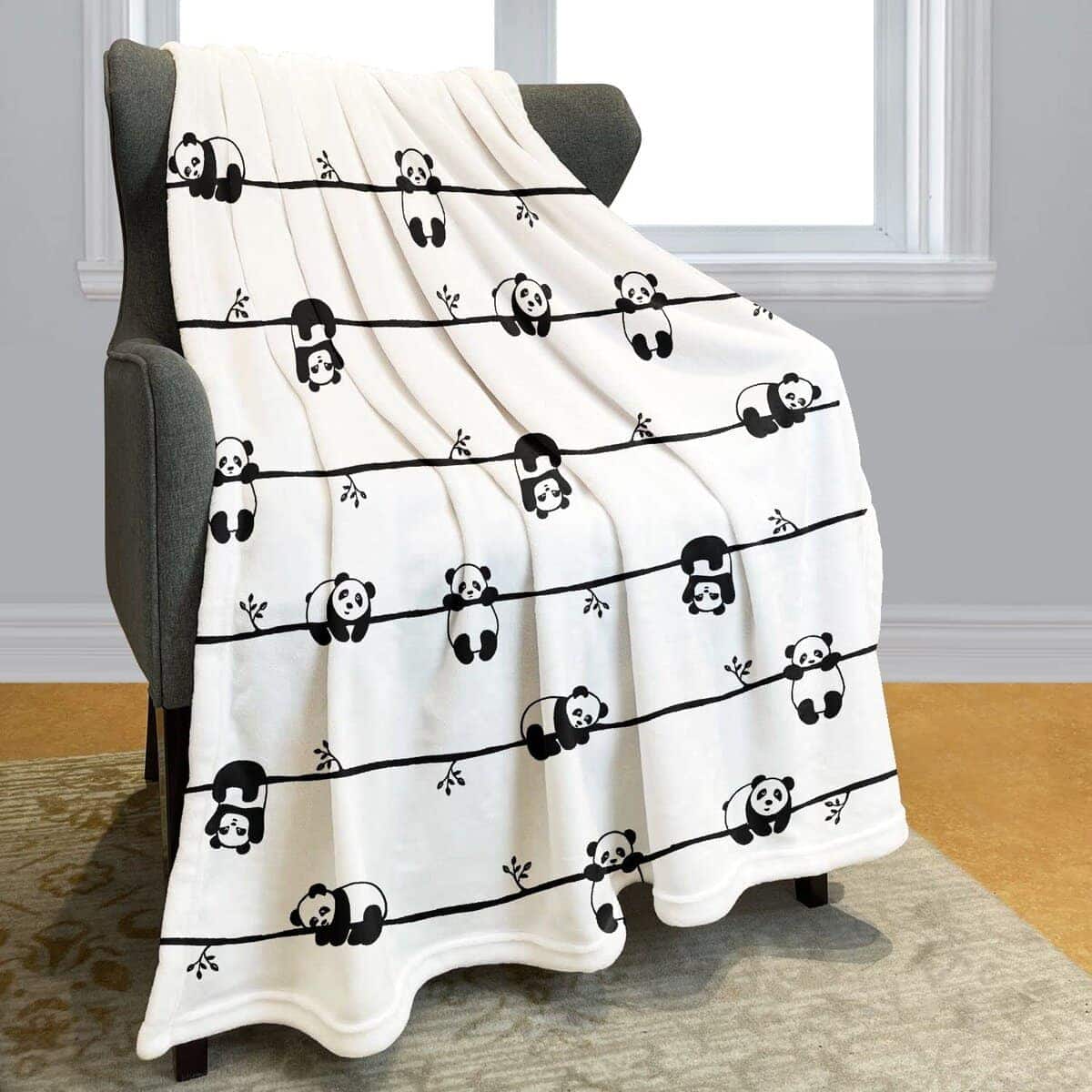 Manta de Panda de YISUMEI, Ramas a Rayas Horizontales con