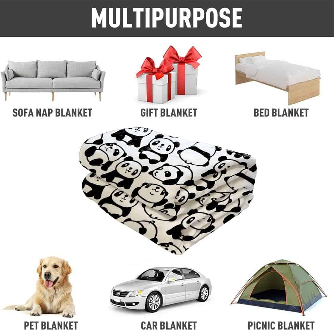 Manta de Panda Negra y Blanca YISUMEI, El Pequeño Panda se - Imagen 6