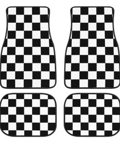 Juego de tapetes para automóvil a cuadros de 4 piezas,