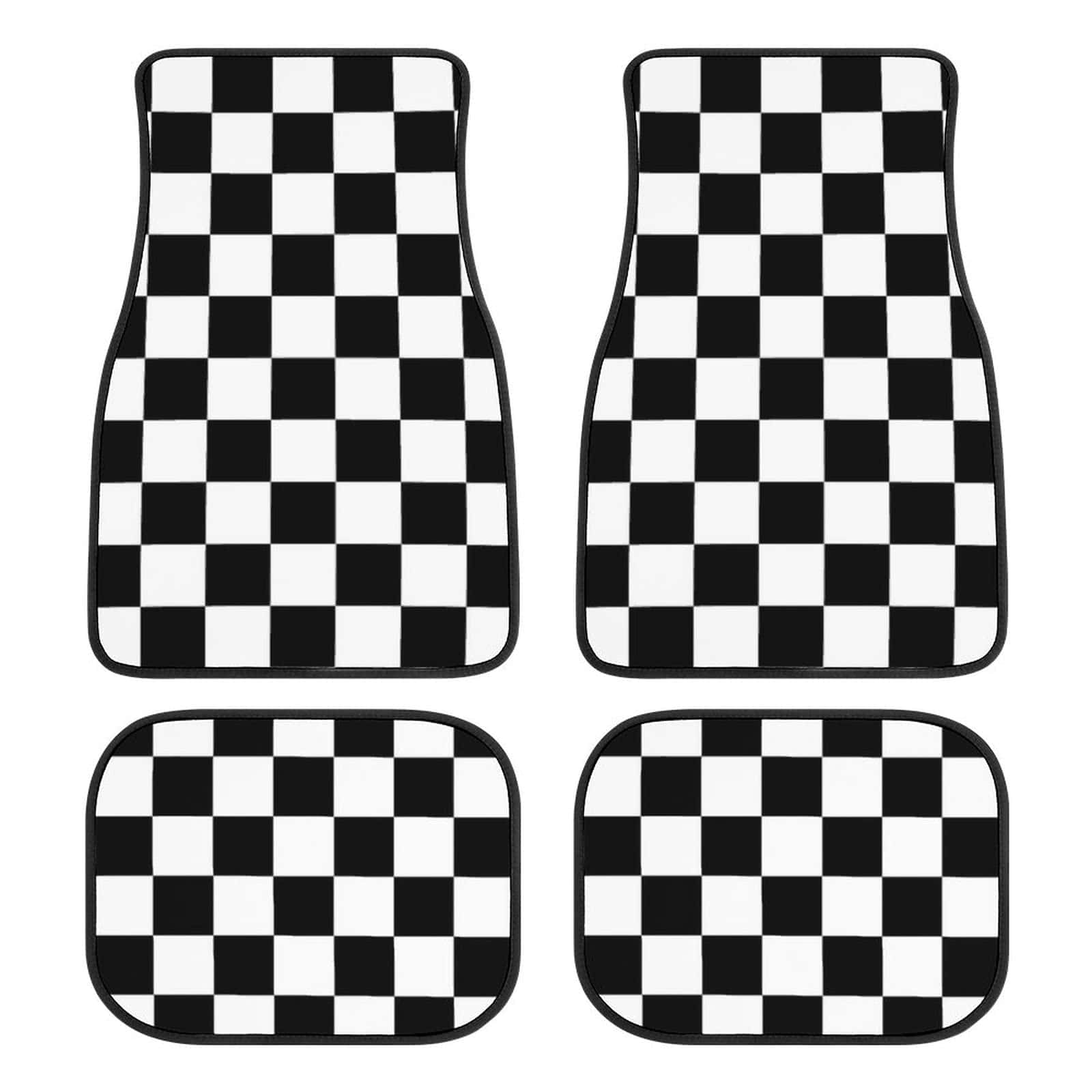 Juego de tapetes para automóvil a cuadros de 4 piezas,