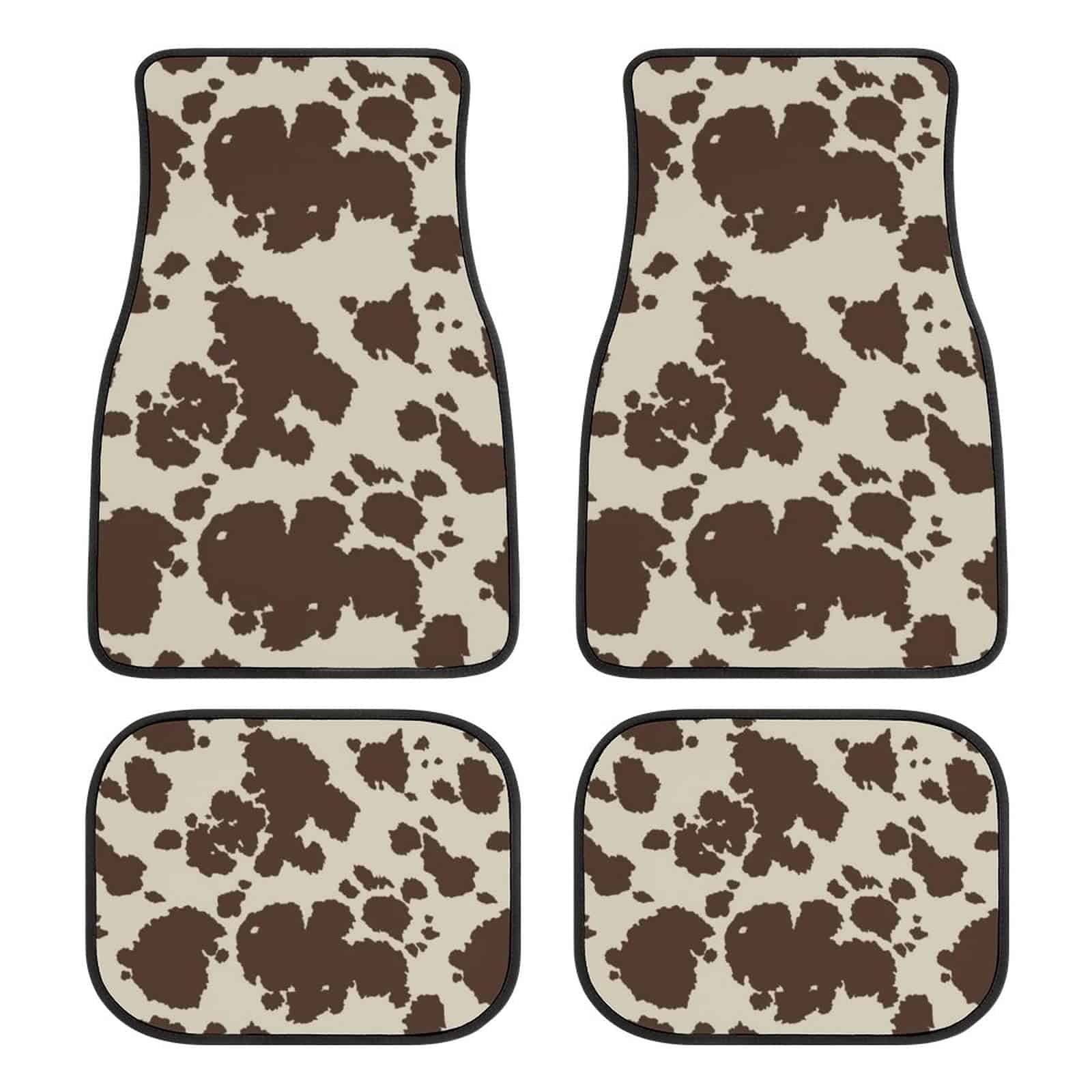 Juego de 4 tapetes para automóvil con estampado de vaca,