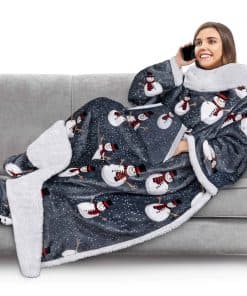 Manta PAVILIA Sherpa con Mangas y Bolsillo -Gris Muñeco de N