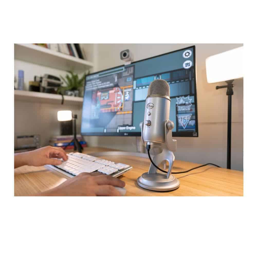 Micrófono USB Blue Yeti (Plata) con Auriculares y Filtro - Imagen 6