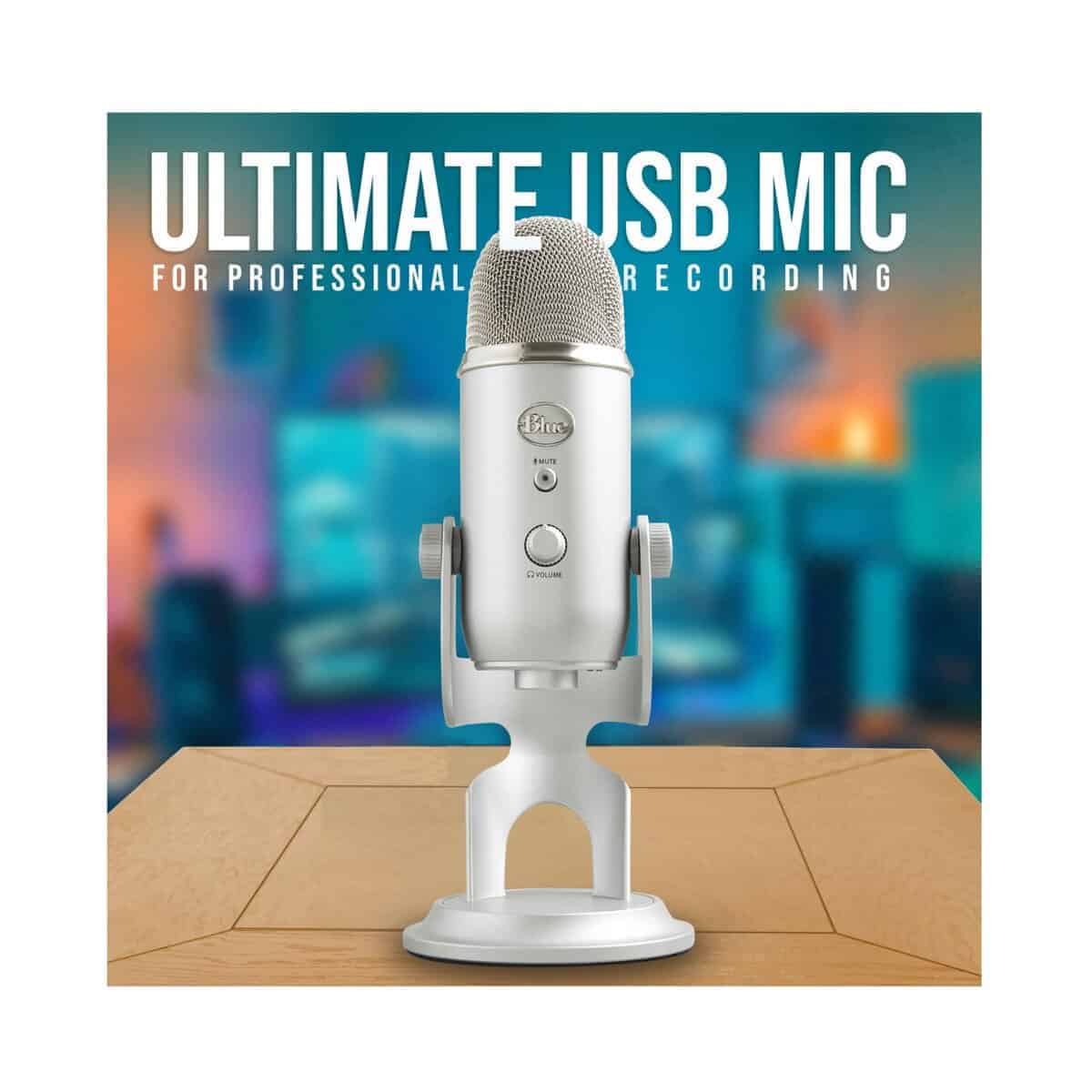 Micrófono USB Blue Yeti (Plata) con Auriculares y Filtro - Imagen 3