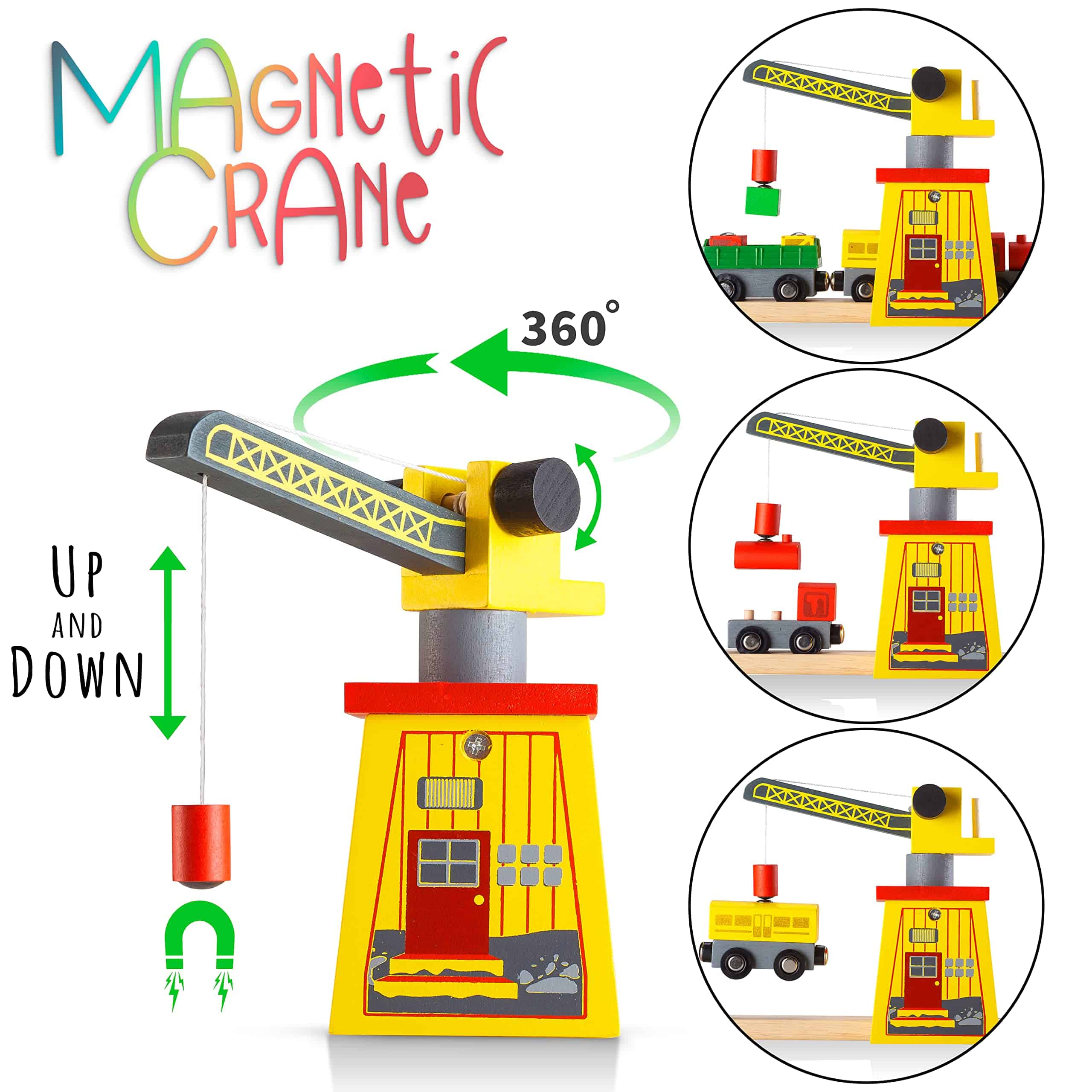 KipiPol Juegos de Tren de Madera para Niños 2-4-7 - 38 Pzas - Imagen 6