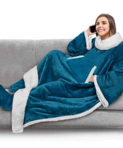 Manta PAVILIA con Mangas y Bolsillo para Pies -Azul Turquesa