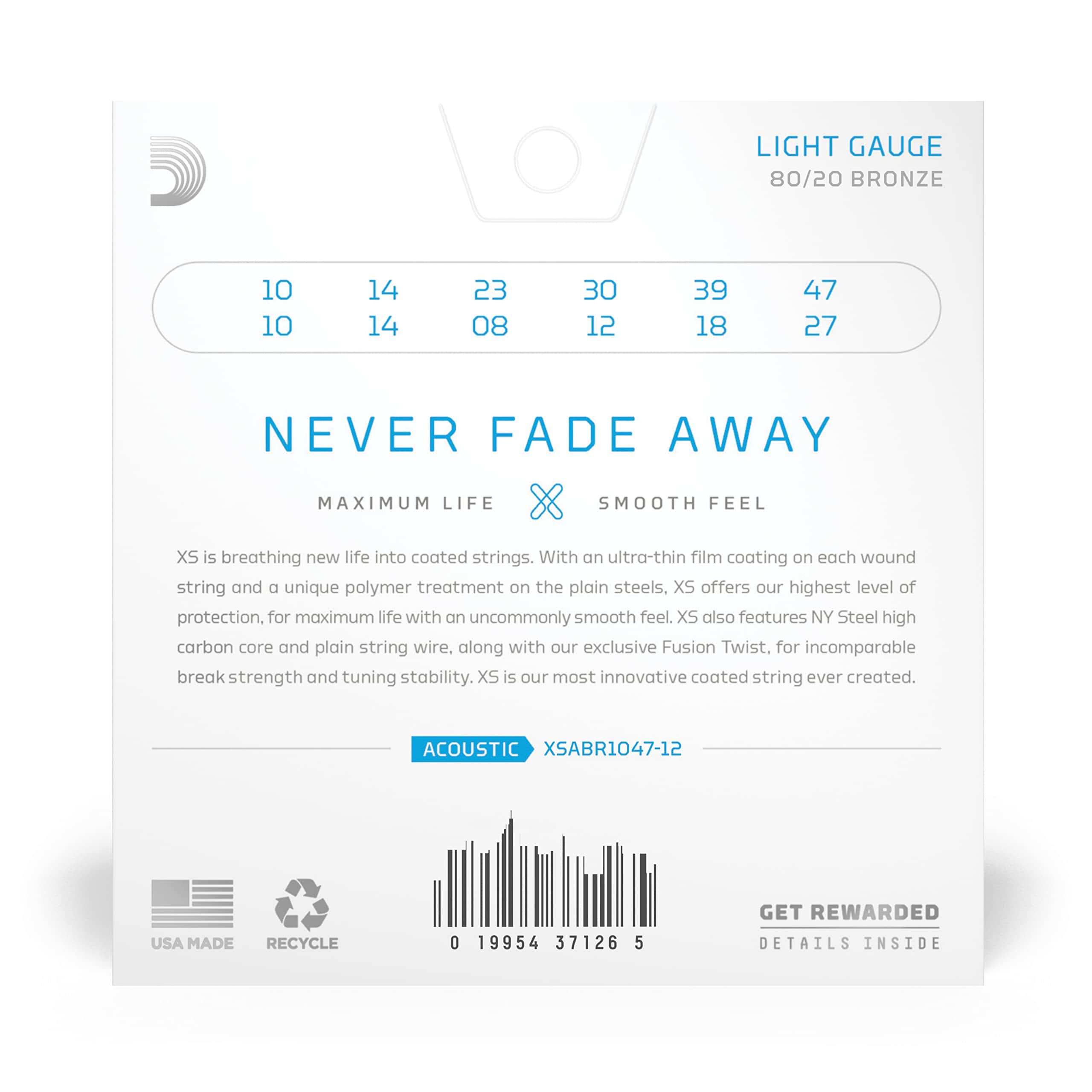 Cuerdas de Guitarra D'Addario - XS 80/20 Bronze Recubiertas - Imagen 3