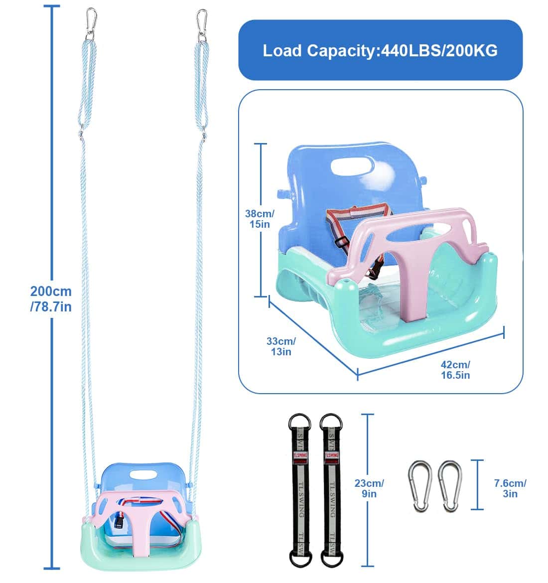 Columpio nets Tribe para niños, Asiento de columpio para - Imagen 3