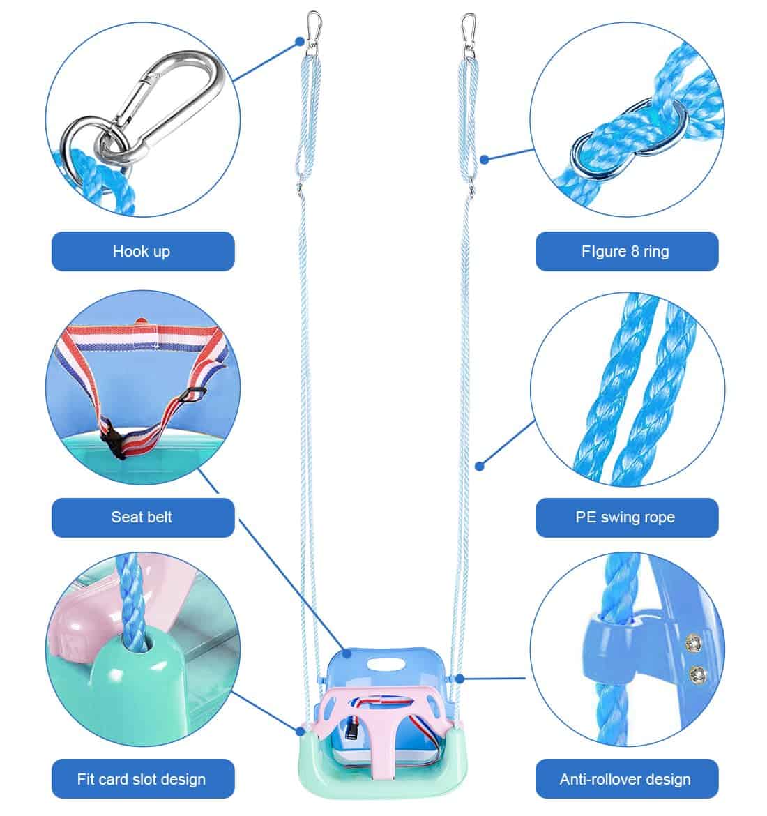 Columpio nets Tribe para niños, Asiento de columpio para - Imagen 6