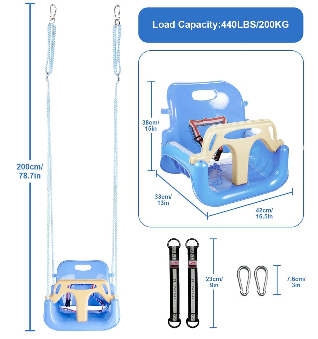 Columpio para Bebés Nets Tribe, Asiento de Columpio 3 en 1, - Imagen 3
