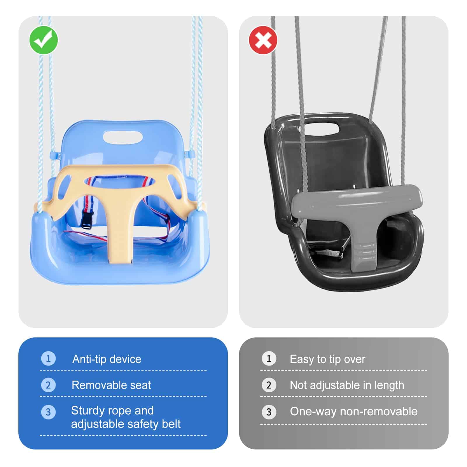 Columpio para Bebés Nets Tribe, Asiento de Columpio 3 en 1, - Imagen 7
