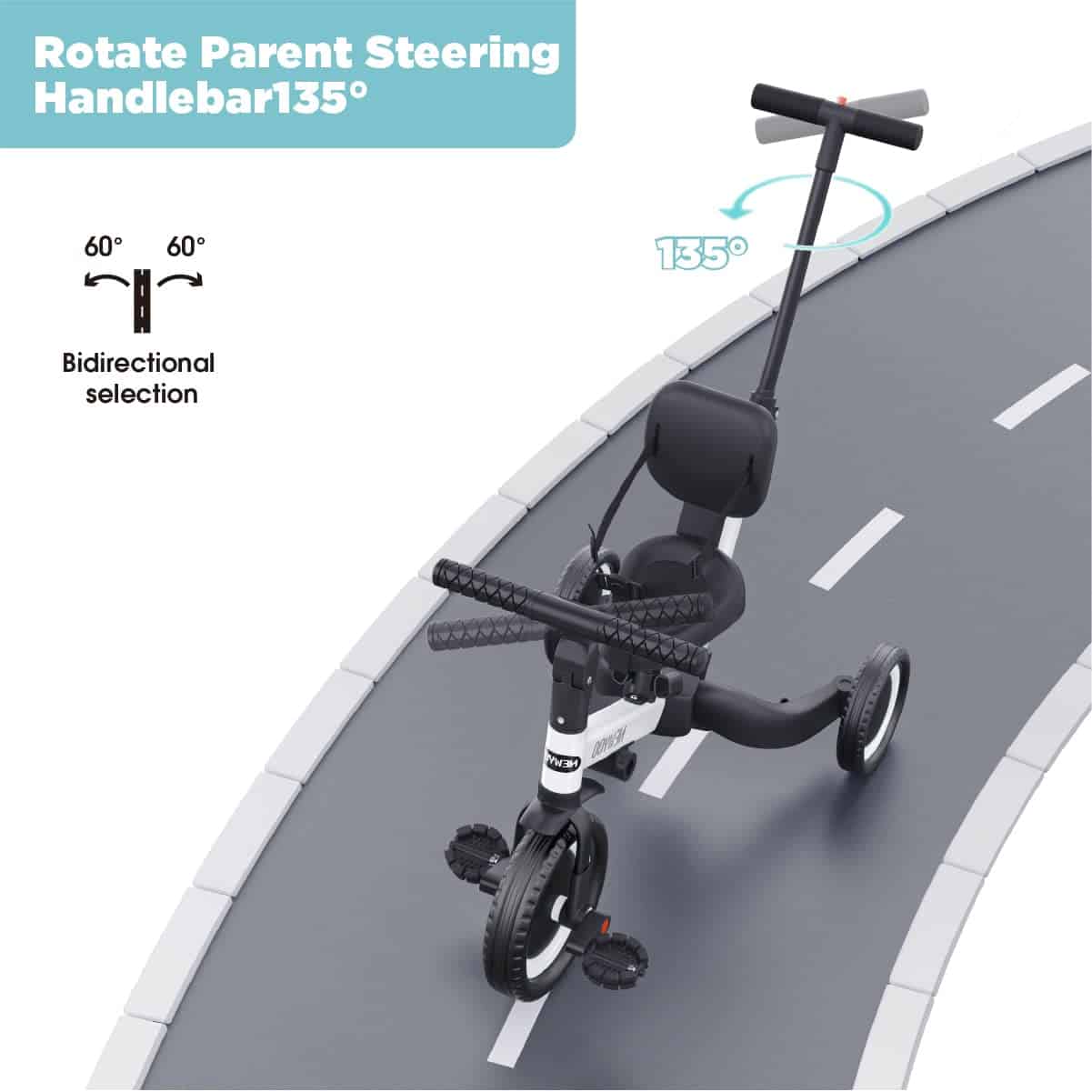 newyoo Bicicleta para niños, 4 en 1 Triciclo para 1, 2, 3 - Imagen 4