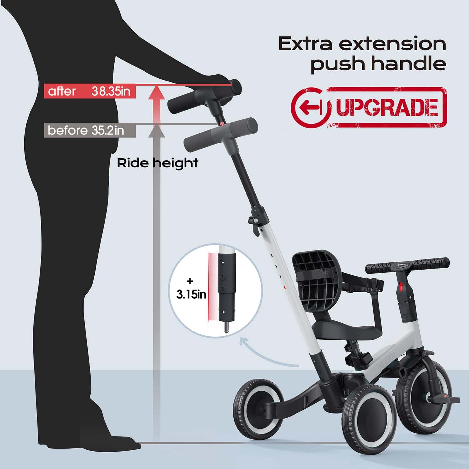 newyoo Bicicleta para niños, 4 en 1 Triciclo para 1, 2, 3 - Imagen 6