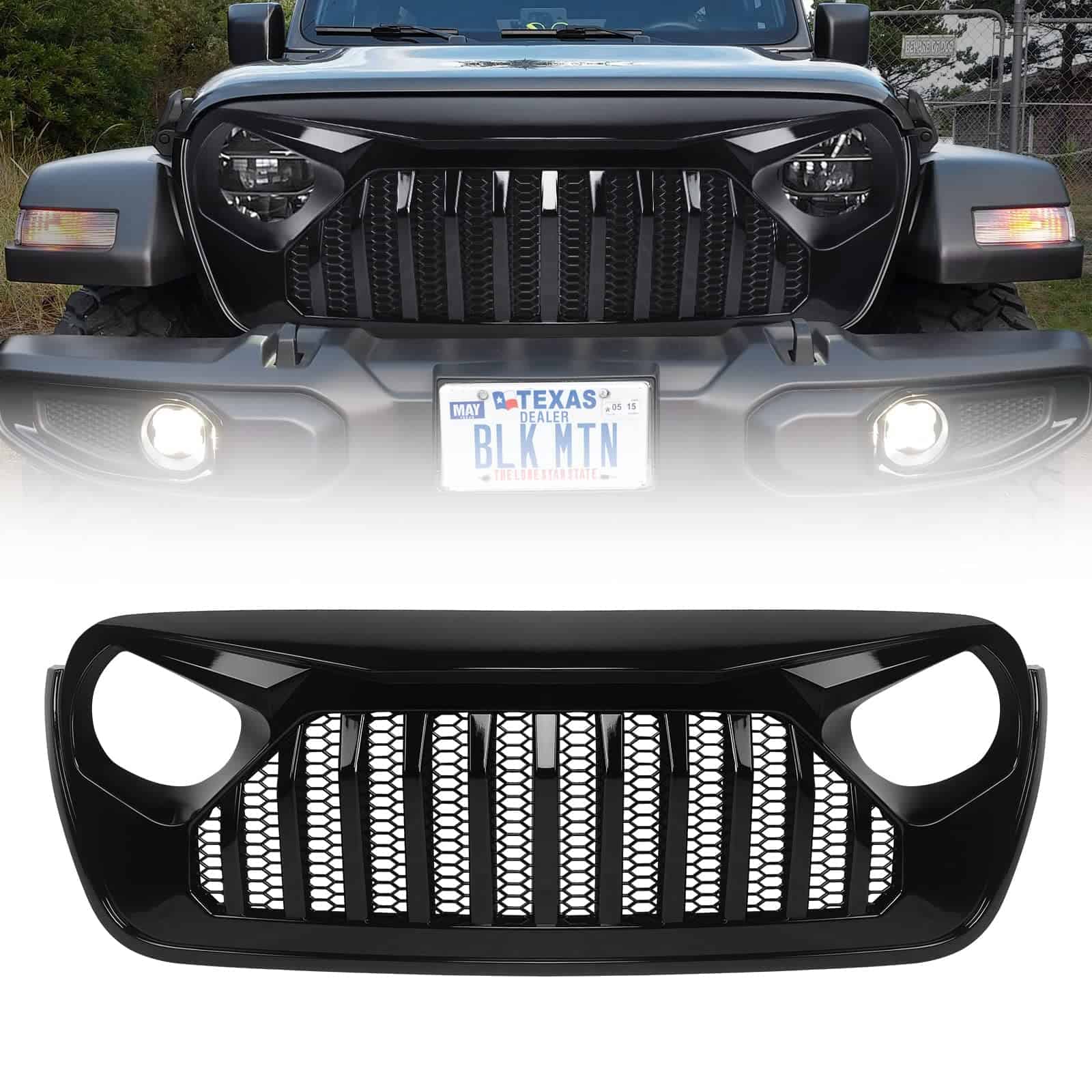 Rejilla Frontal Brillante Negra para Jeep Wrangler JL JLU