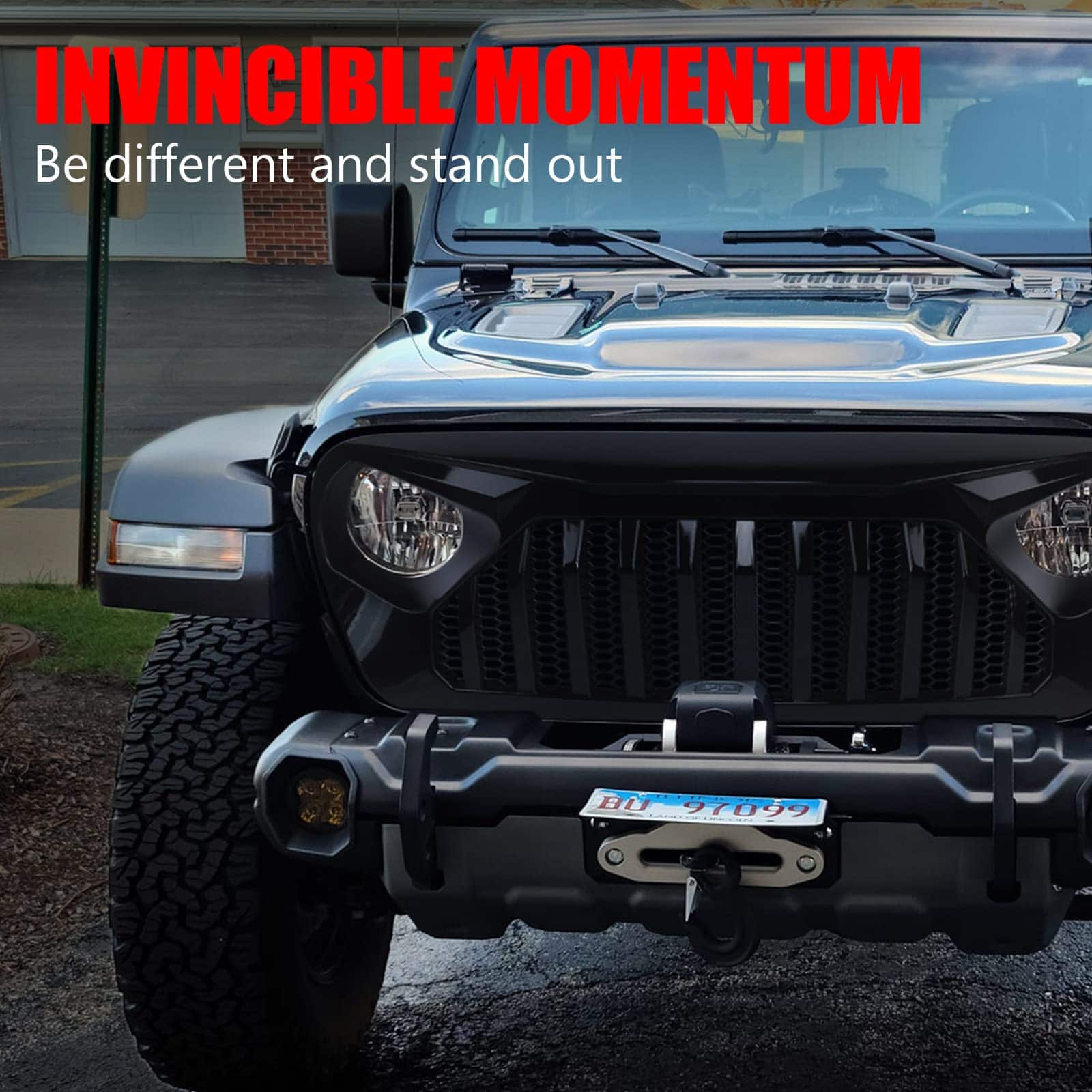 Rejilla Frontal Brillante Negra para Jeep Wrangler JL JLU - Imagen 3