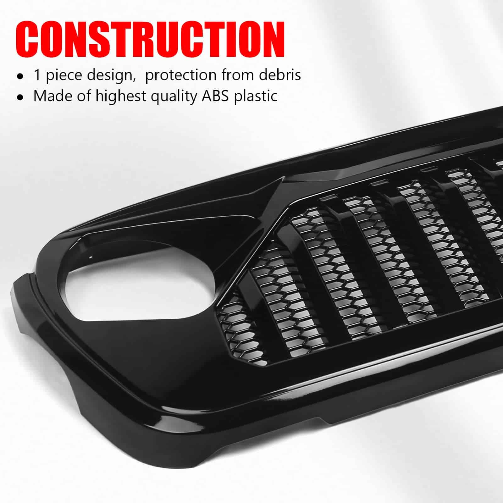 Rejilla Frontal Brillante Negra para Jeep Wrangler JL JLU - Imagen 4