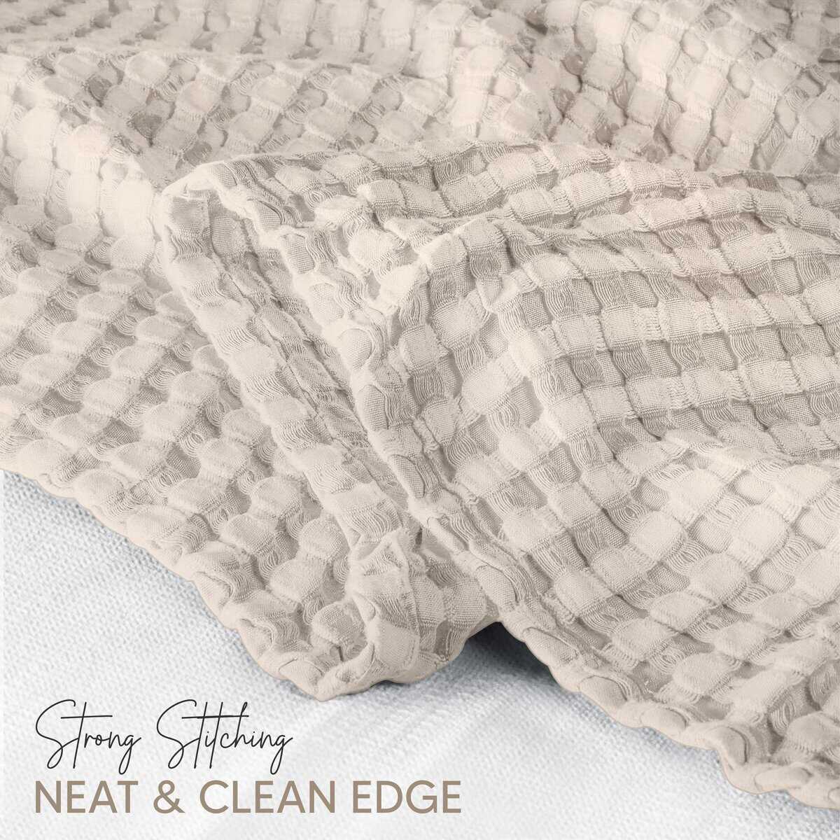 Manta de Waffle de Algodón 100% en Color Caqui 300 GSM - Imagen 4