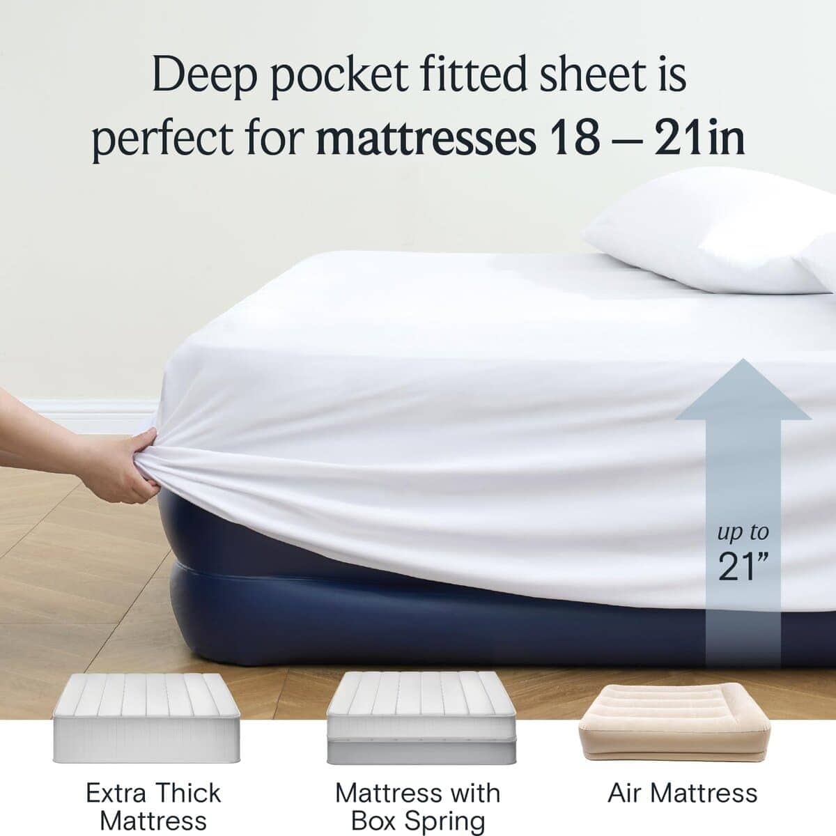 Juego de sábanas LuxClub de 6 piezas de tamaño King con - Imagen 7