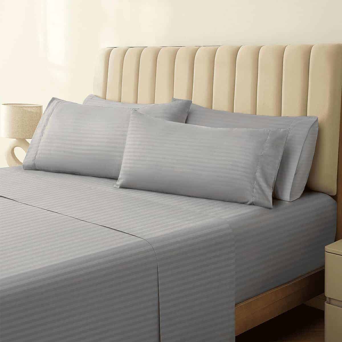 Juego de sábanas LuxClub de 6 piezas, -Gris Claro