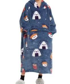 Manta con capucha para adultos con diseño de sushi y forro