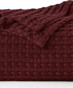 Manta de algodón waffle Utopia Bedding 100% en burdeos 300